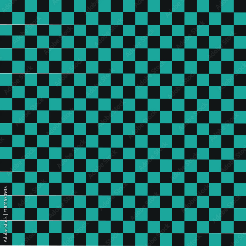 Fototapeta premium A captivating checkerboard pattern featuring alternating squares of vibrant teal and deep black