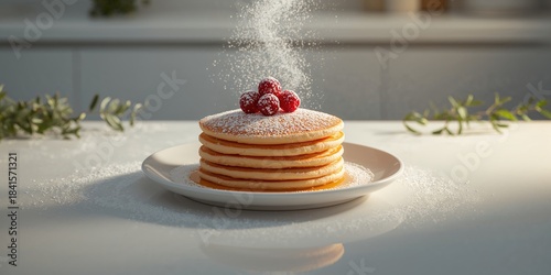 Cheese pancakes topped with red bilberries, a fruit-enhanced breakfast option emphasizing fiber content