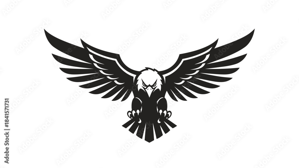 Naklejka premium Stunning aggressive eagle mascot design with wide wings spread ready to strike for sports or branding