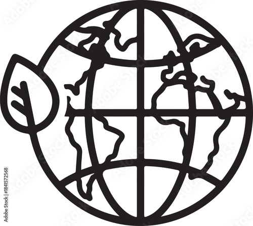 Global Earth with Leaf Symbol for Environmental Awareness.