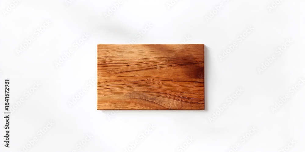 Naklejka premium Isolated clean wooden cutting board with textured surface, serving as a kitchen background for culinary activities