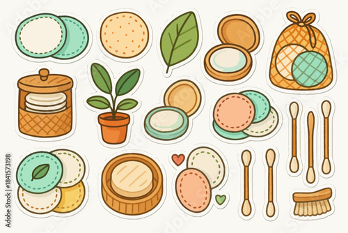 Cute eco-friendly bathroom essentials: bamboo, cotton, and plant decor