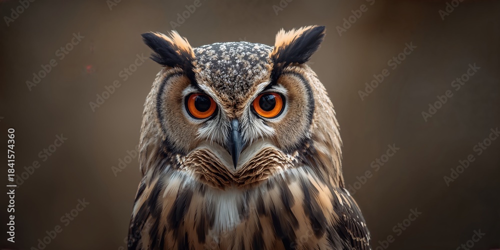 Fototapeta premium Close-up of an owl and eagle faces, detailed features for wildlife photography, Earth Day
