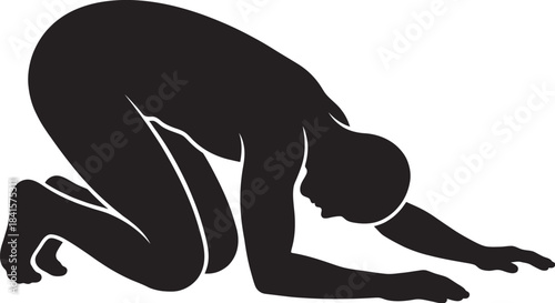 Human Figure on All Fours Silhouette Vector