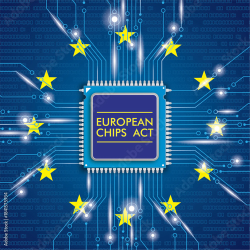 Microchip Processor Lights EU Chips Act Flag