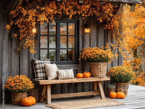 Fall farm stand with pumpkins