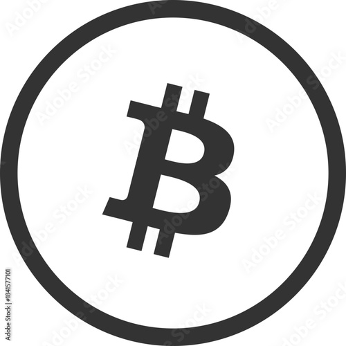 Flat black bitcoin coin symbol in circle
