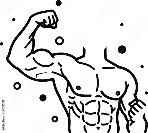 Muscular Bodybuilder Torso Fitness Illustration