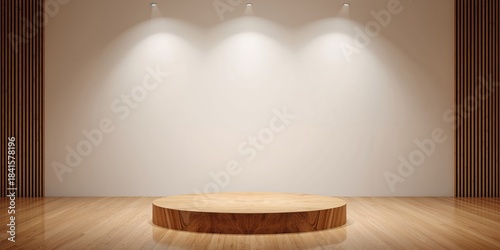 Empty wooden podium used as a stage stand for presentations, support and structure