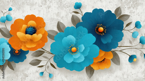 Retro floral background from the 1970s design era