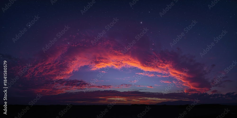 Obraz premium Night sky with vibrant clouds, suitable for background design or text overlay, Earth Day