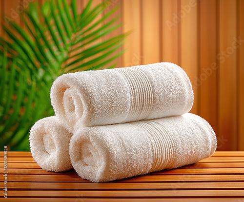 Sauna towel on bench