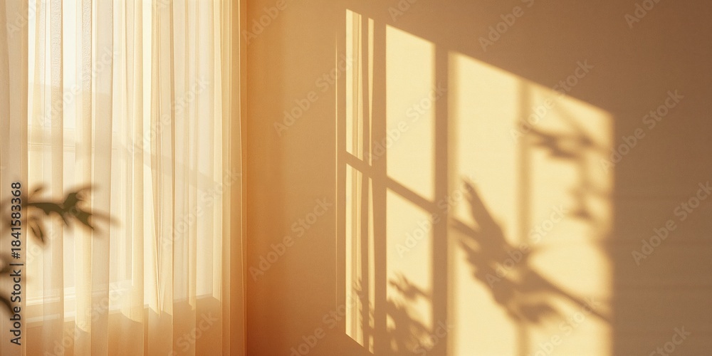 Naklejka premium Light and shadow effects on a beige background, ideal for UI backdrop or editorial headers