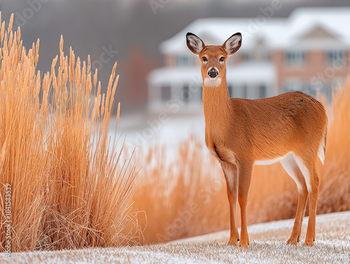whitetail deer in the snow