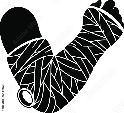 Mummified Arm Wrapped Bandage Halloween Vector Illustration