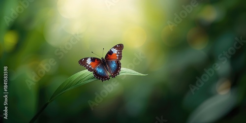 Bright butterfly perched on greenery, ideal for wildlife awareness material, World Butterfly Day