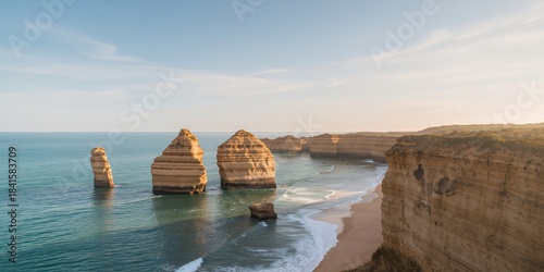Rock formations at Praia da Marinha beach in Algarve, Portugal, as a natural erosion feature