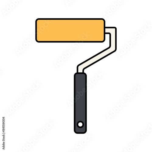 Paint Roller Flat design style rolling tool symbolizing painting work ideal for renovation themes and interior design visuals.