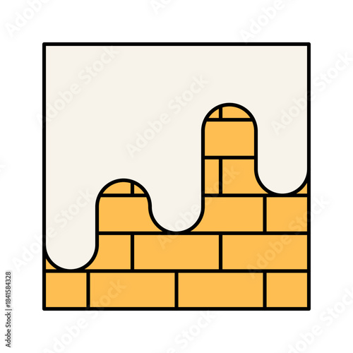 Painted Wall Flat design style wall with paint dripping symbolizing renovation ideal for remodeling graphics and construction themes.