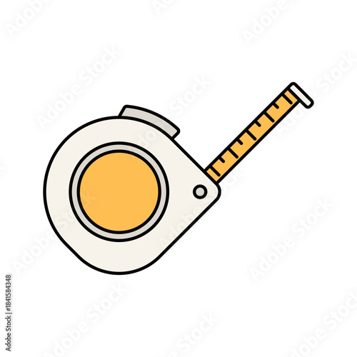 Tape Measure Flat design style retractable ruler symbolizing measurement ideal for carpentry construction and design workflows.