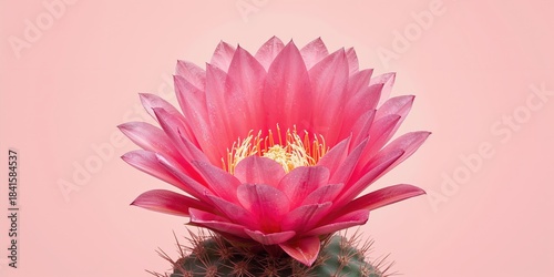 Detailed view of a pink cactus blossom plant reproductive structures, ideal for botanical studies