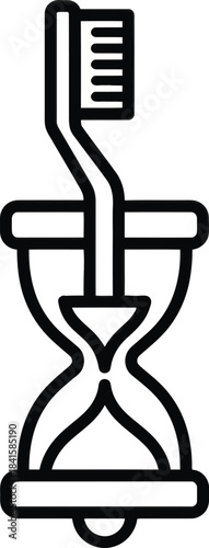 Toothbrush Inside Hourglass Dental Hygiene Time Vector Icon