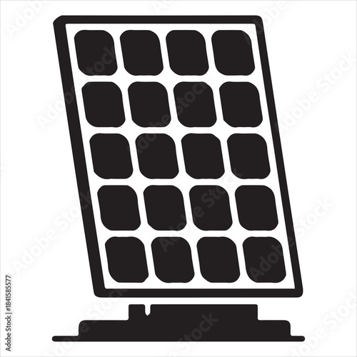 Eco Solar Power Station Black Silhouette Icon