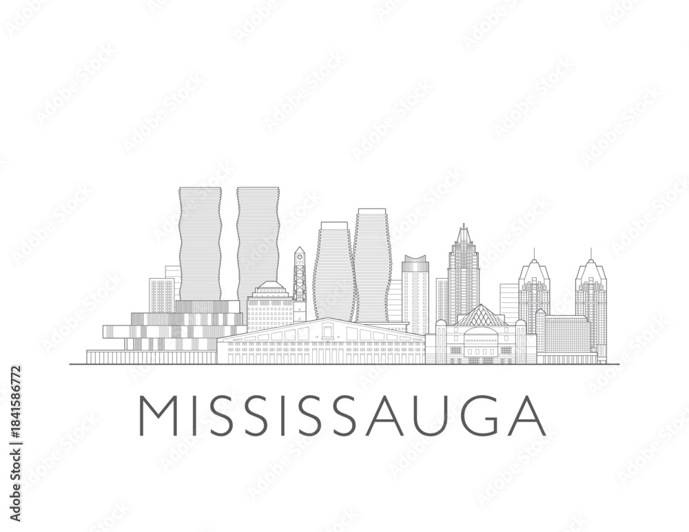 Fototapeta premium Mississauga cityscape illustration skyline drawing