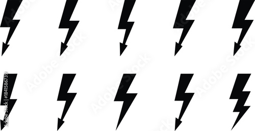 Lightning Bolt Silhouette Set Vector – Minimalist Thunderbolt and Power Symbol Design