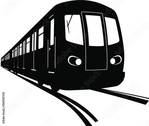 Modern Subway Train Front View Vector Illustration