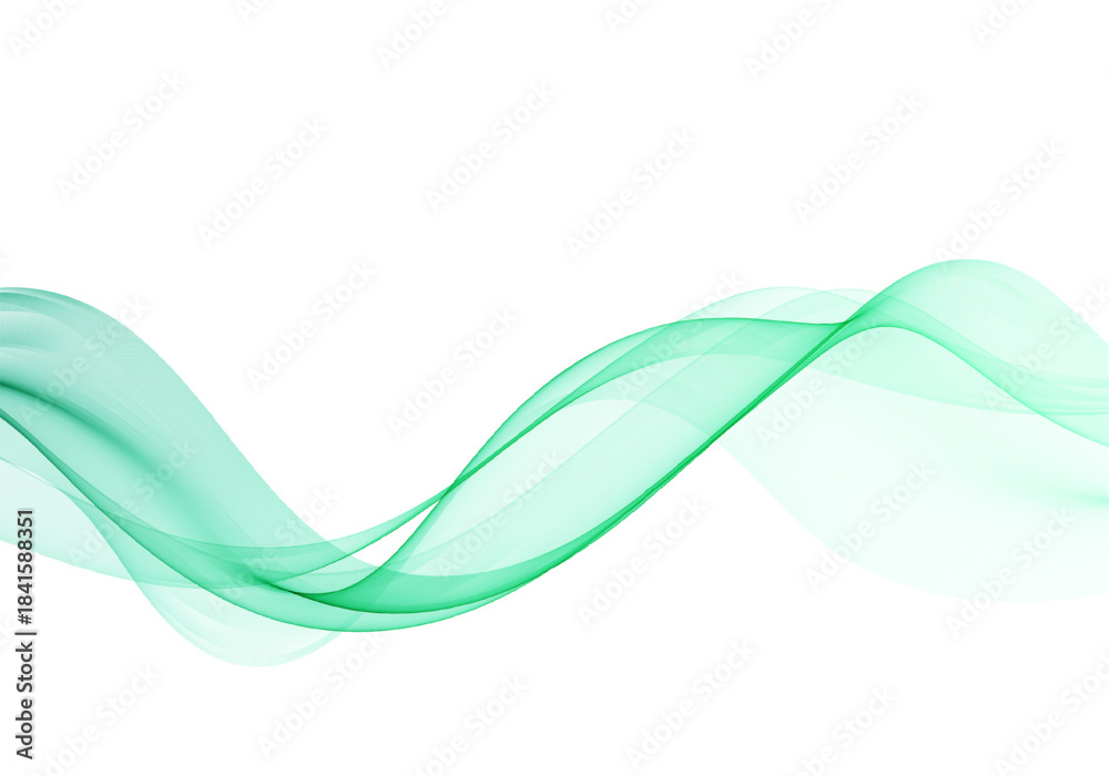 Naklejka premium Smooth green abstract wave on pure white background, elegant abstract motion shape.