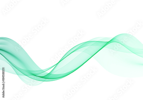 Smooth green abstract wave on pure white background, elegant abstract motion shape.