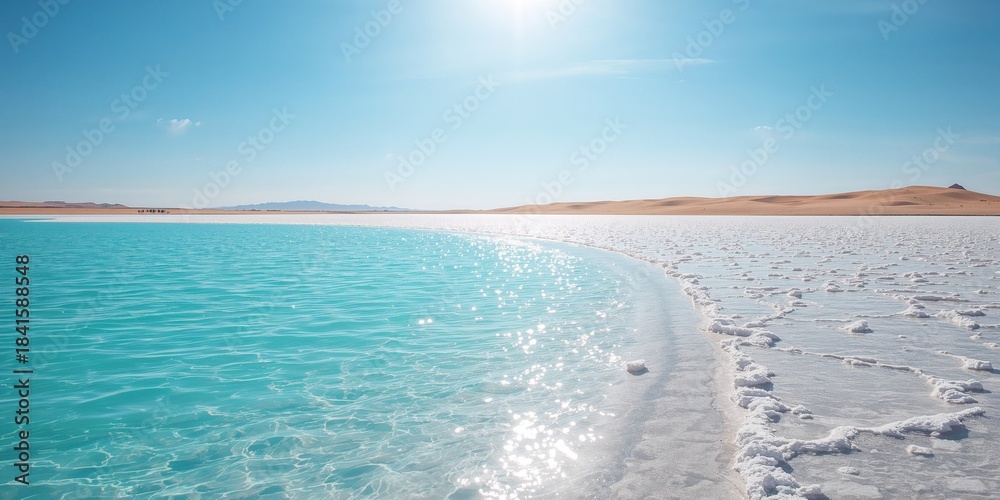 Obraz premium Vivid salt flats in a desert setting serving as a natural background for design or photography