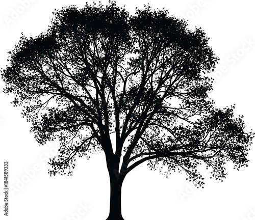 Black Silhouettes of a Large Extended Family Group with Multiple Adults and Children, Interacting and Waving, Symbolizing Generational Connections, Community, and Family Support Vector