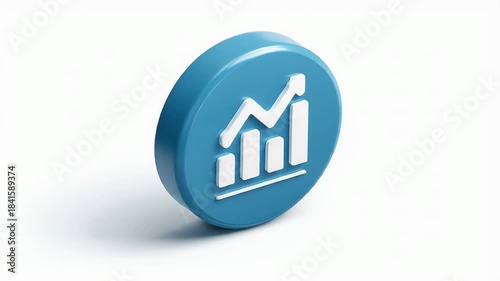 Blue Icon with Graph and Arrow Symbolizing Business Growth and Analytics.