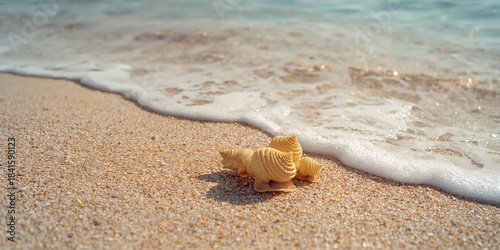 Close-up of cockleshells scattered on sand, ideal for UI backdrop in coastal-themed interfaces, World Oceans Day