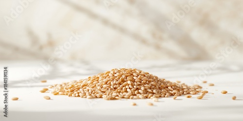 Studio shot of isolated organic brown rice highlighting natural grains for nutritious diets