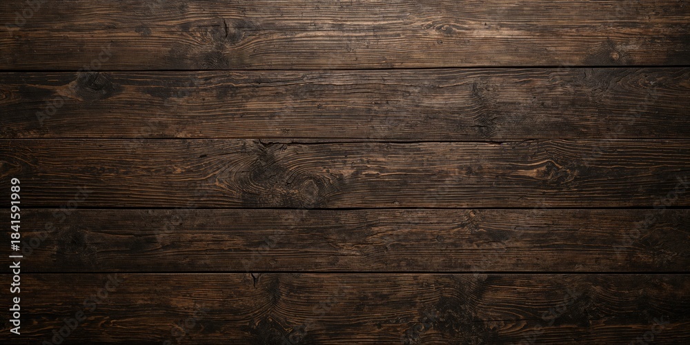 Naklejka premium Dark wooden background with aged wood texture, suitable for text overlay or layout design