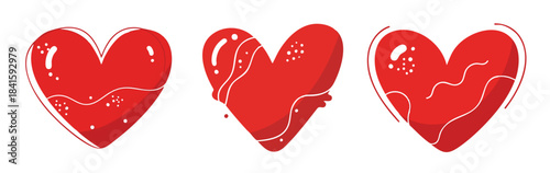 red heart love valentine vector illustartion set