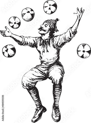 Circus juggler engraving vector