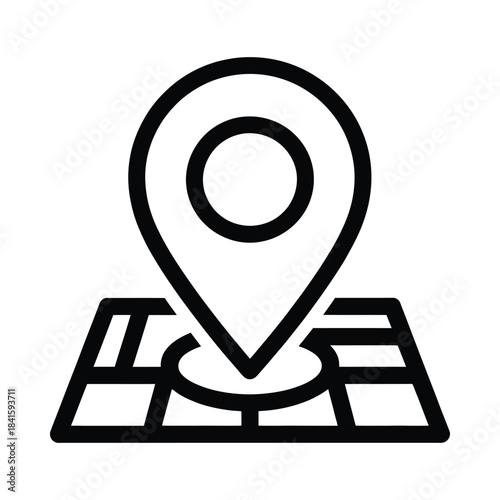 Map pin icon on grid surface