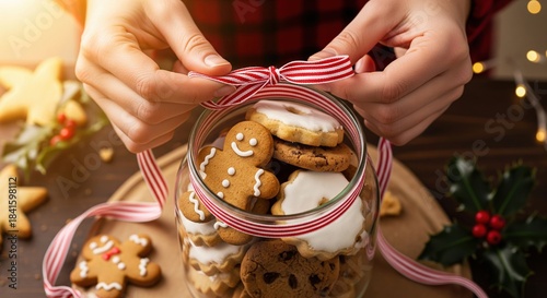 Festive Cookie Jar with Gingerbread and Holiday Treats