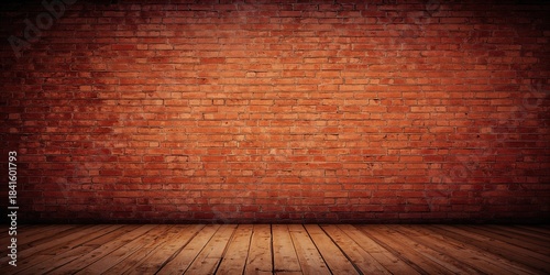 Fototapeta Naklejka Na Ścianę i Meble -  Weathered brick wall serving as a rustic backdrop for interior decor, erosion risk