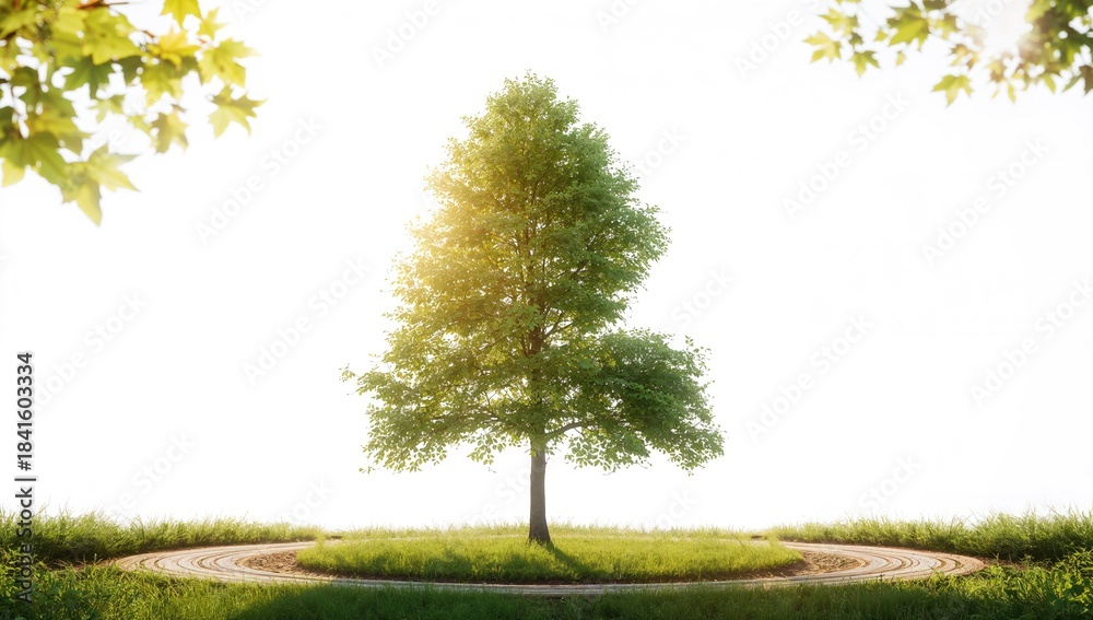 Fototapeta premium Collection of trees with cut paths against a plain white backdrop, ideal for graphic design