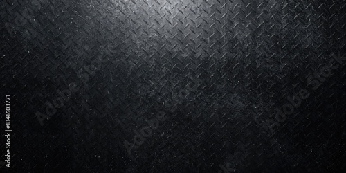 An extensive black tread plate with diamond pattern, suited for industrial flooring or protective surface applications