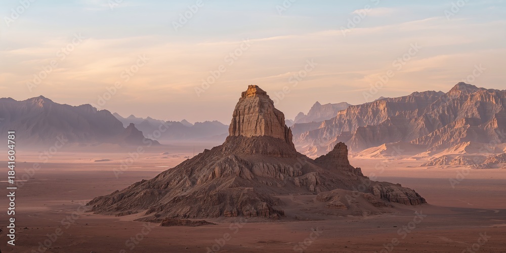 Naklejka premium Mountains of the Sinai Peninsula near a cityscape, erosion risk and natural landscape preservation
