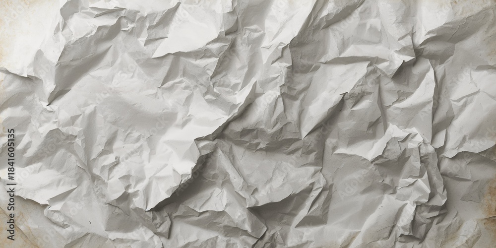 Fototapeta premium Detailed view of wrinkled paper surface designed for editorial header backgrounds, highlighting texture patterns