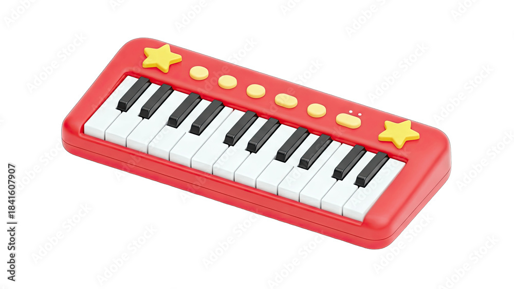 Fototapeta premium Red Toy Piano Isolated on White Background