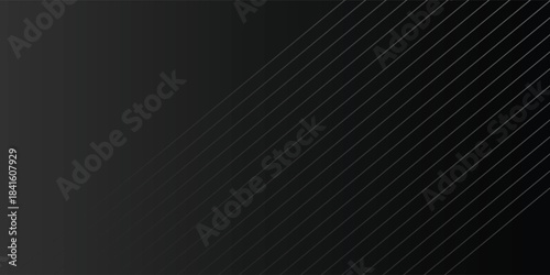 Sleek black background with diagonal stripes. The black background features a smooth, modern texture with black lines. Modern diagonal striped border background. Black background vector.