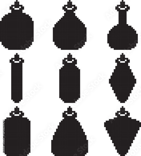 Poison bottle icon black bold black-white vector pixel art icon